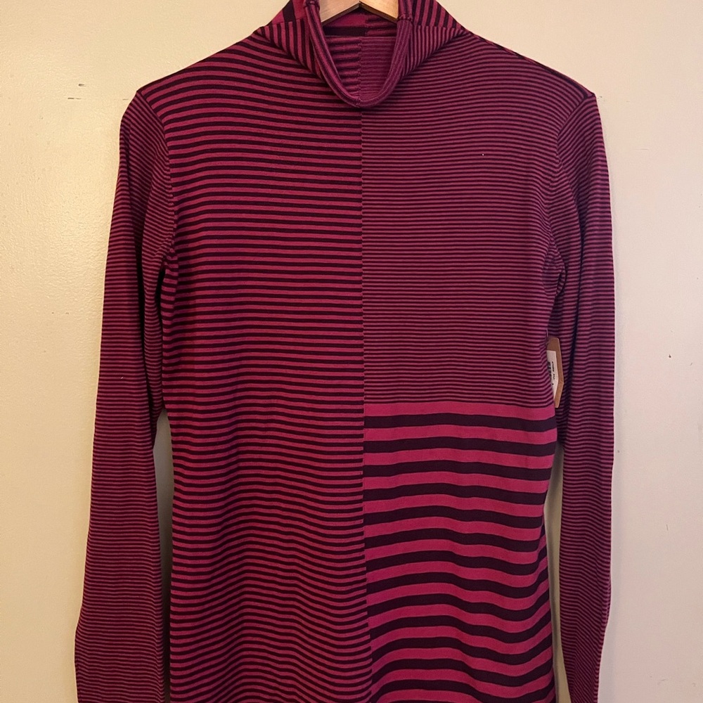 Title Nine Women's Striped Cowl Neck Sweater - Red and Black